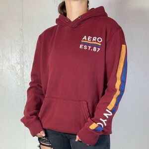 Faded Red Aeropostale Embroidered Hoodie Sweatshirt